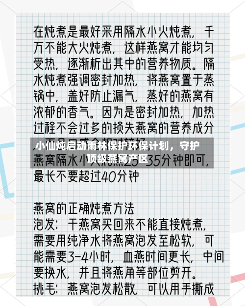 小仙炖启动雨林保护环保计划	，守护顶级燕窝产区-第2张图片
