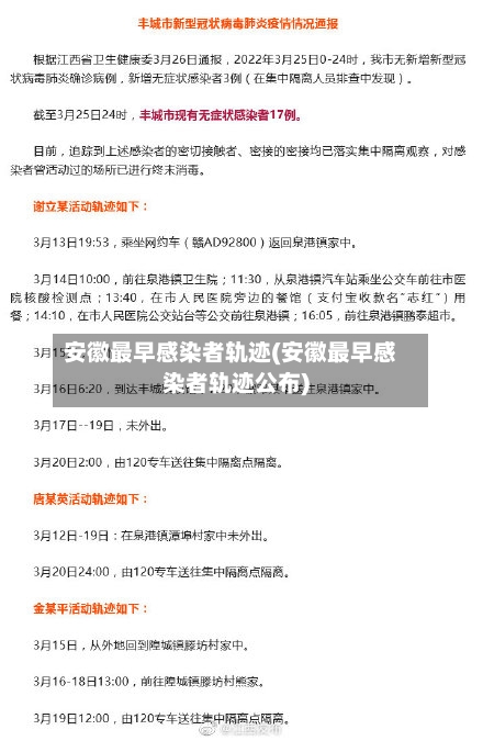 安徽最早感染者轨迹(安徽最早感染者轨迹公布)