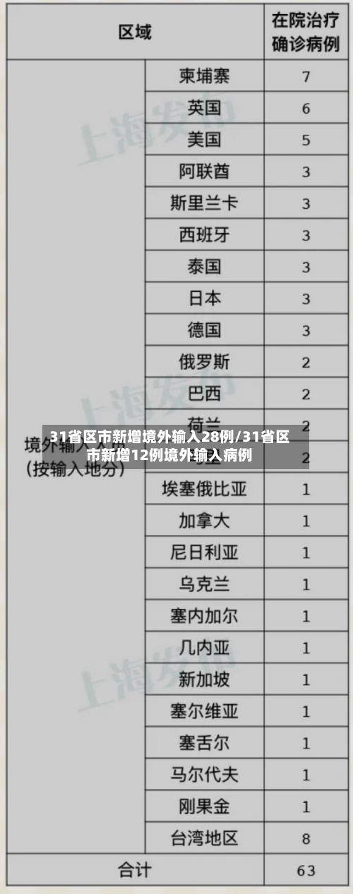 31省区市新增境外输入28例/31省区市新增12例境外输入病例-第3张图片