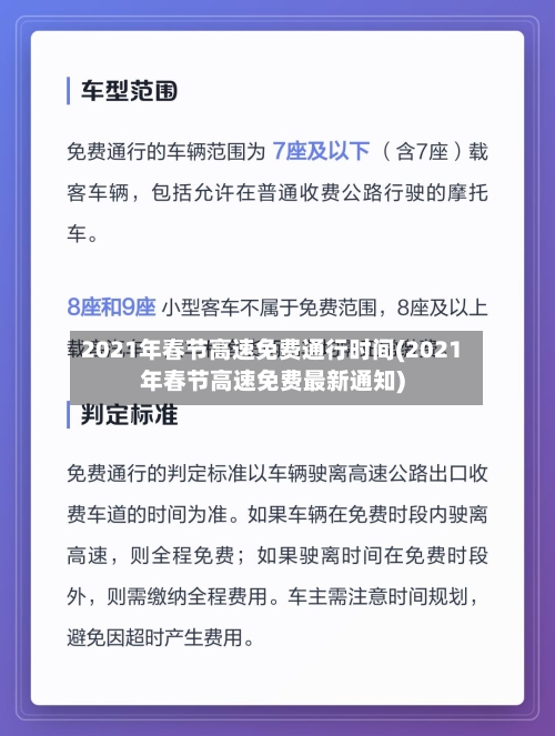 2021年春节高速免费通行时间(2021年春节高速免费最新通知)