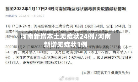 河南新增本土无症状24例/河南新增无症状1例